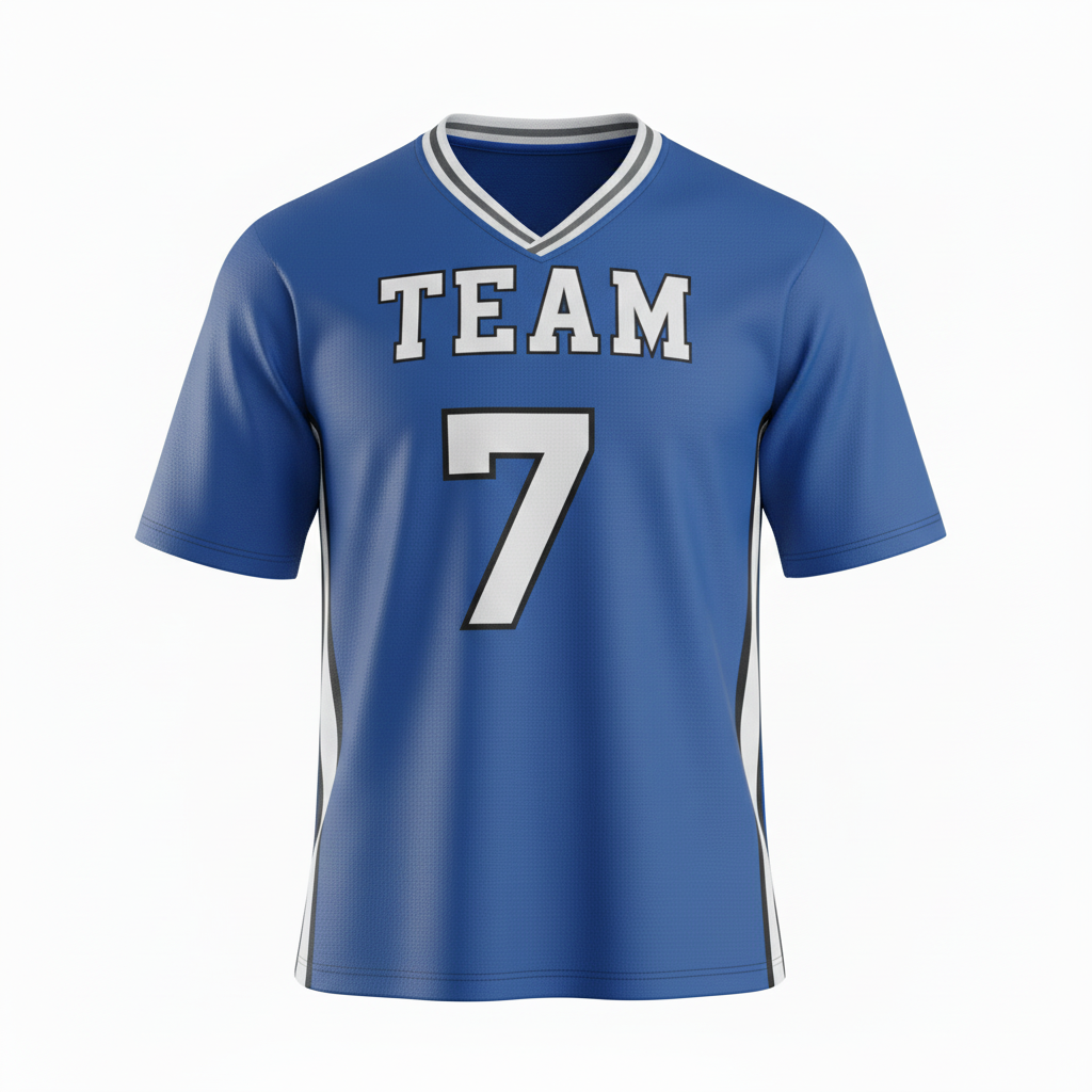 Front view of custom sleeveless lacrosse jersey in 180 GSM performance polyester with cut armholes and a sublimated team design from Empire Five Athletics