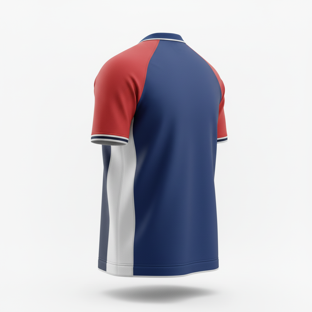 Back view of custom rugby coaches polo showing the clean back and collar