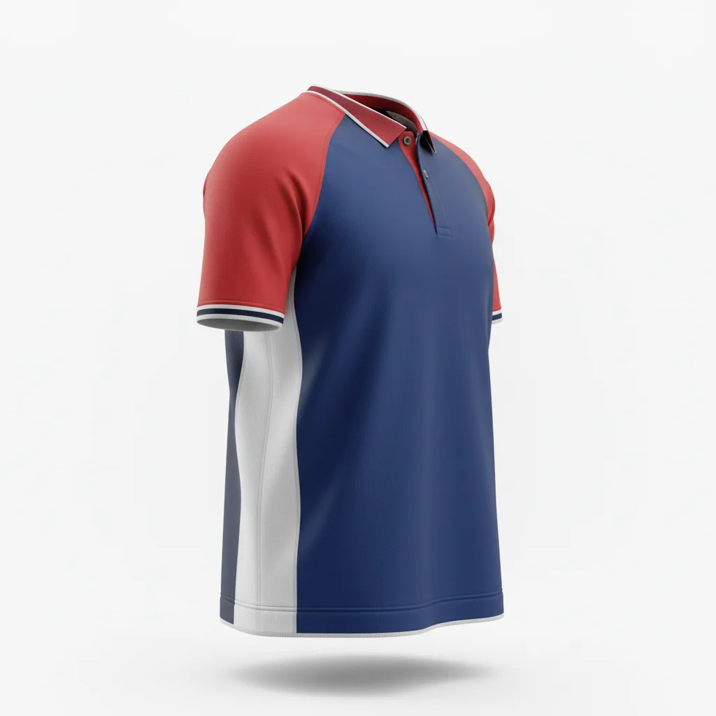 Front view of custom rugby coaches polo in 180 GSM performance piqué with a three-button placket and embroidered club crest from Empire Five Athletics