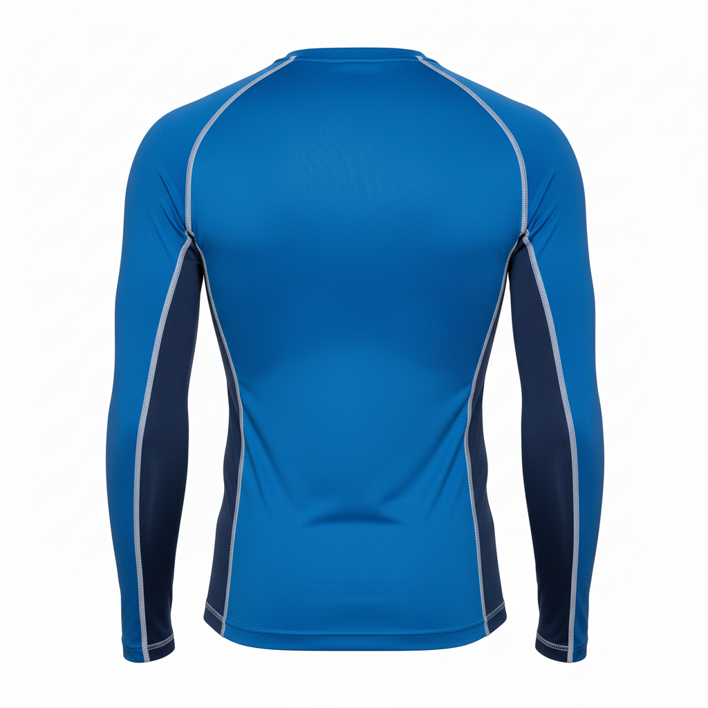 Back view of custom rugby compression shirt showing the sublimated initials