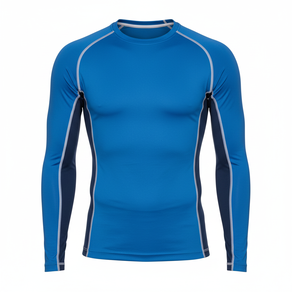 Front view of custom rugby compression shirt in 4-way-stretch poly-spandex with sublimated club colors from Empire Five Athletics