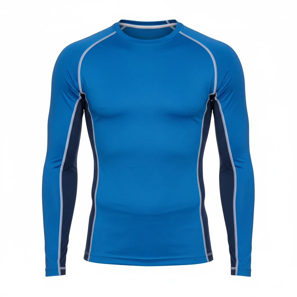 Front view of custom rugby compression shirt in 4-way-stretch poly-spandex with sublimated club colors from Empire Five Athletics