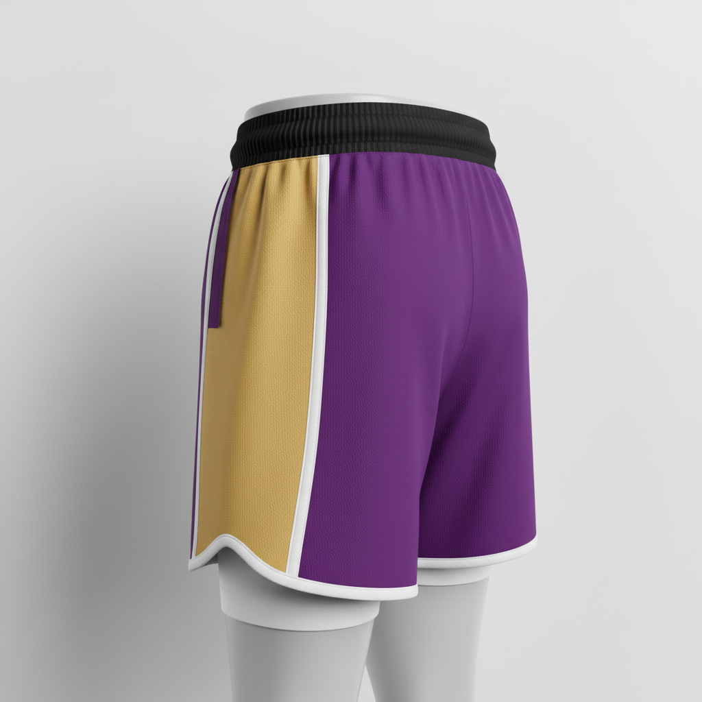 Back view of custom rugby compression shorts showing the sublimated club panel
