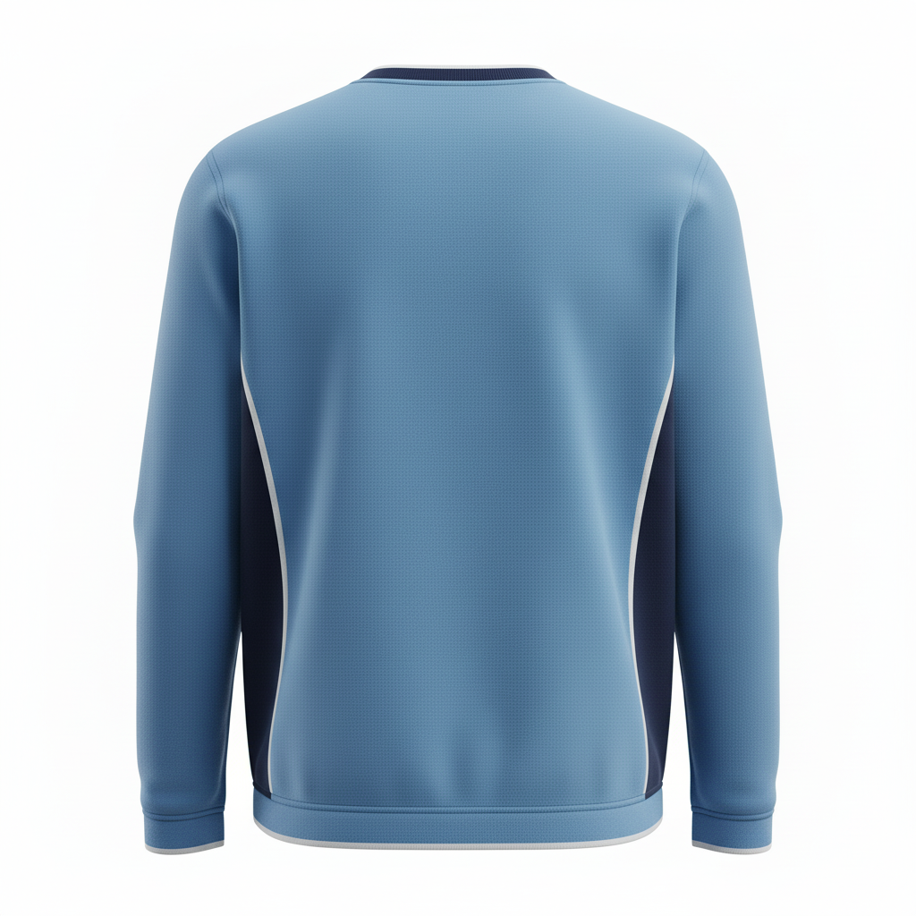 Back view of custom rugby fleece pullover showing the embroidered club name