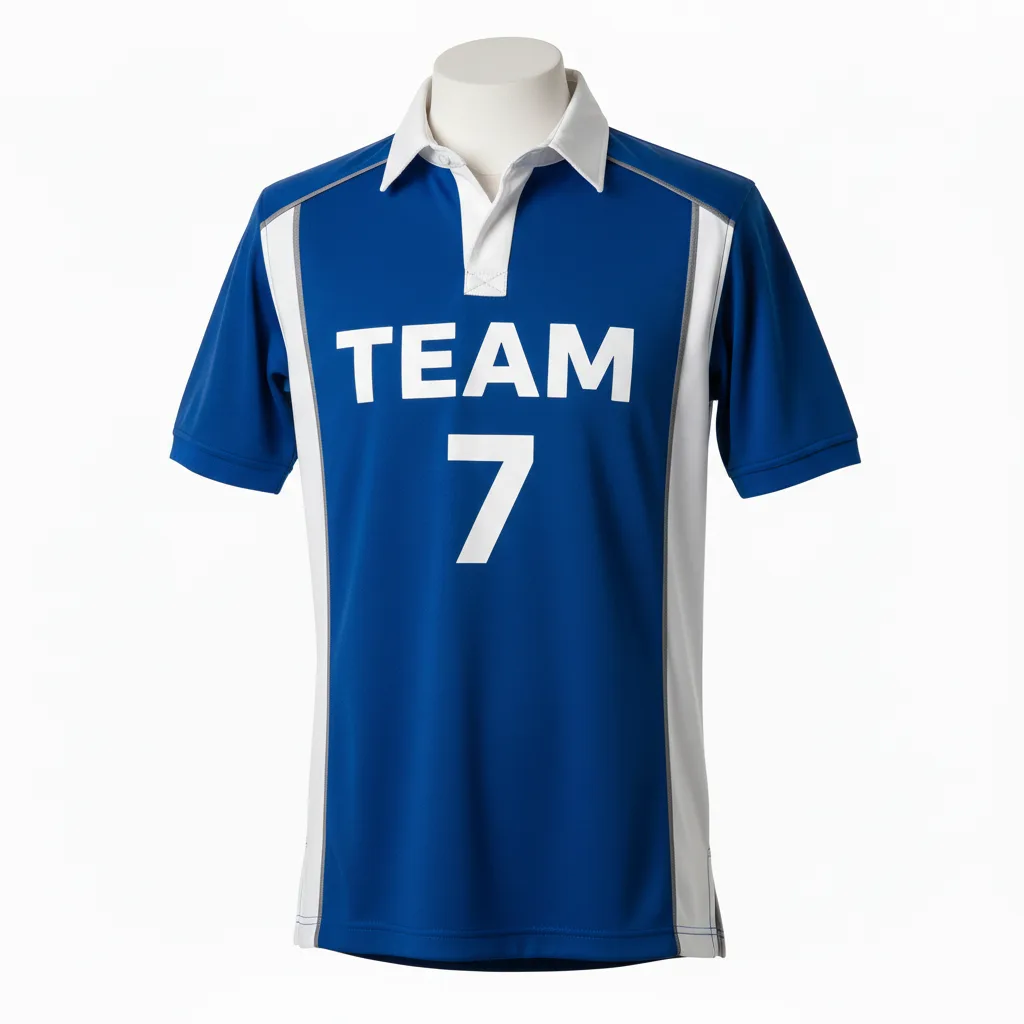 Front view of custom performance rugby jersey in 200 GSM stretch poly with a tight body-mapped cut and sublimated club colors from Empire Five Athletics