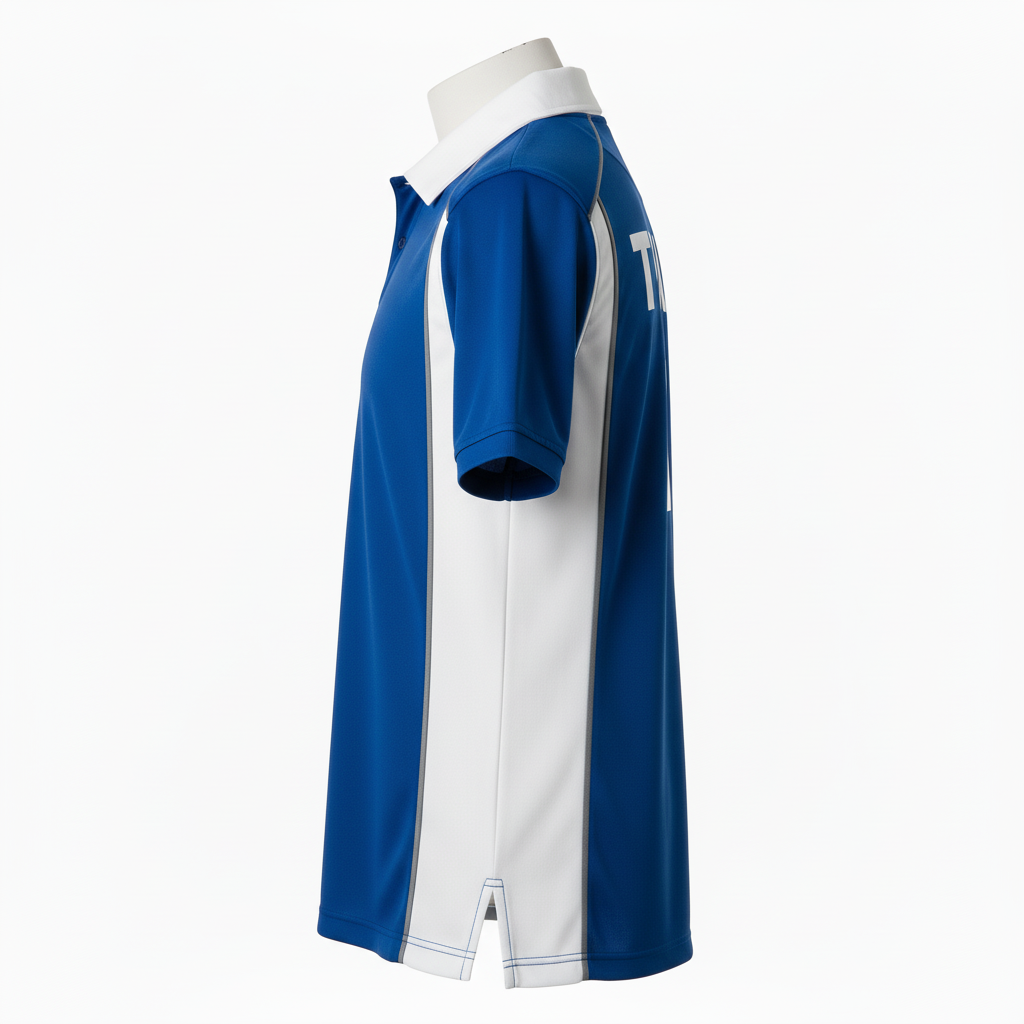 Side view of custom performance rugby jersey showing the grip panel and tight fit