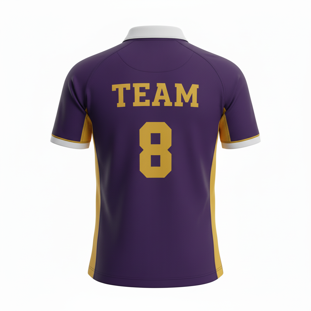 Back view of custom reversible rugby jersey showing the reverse club color side