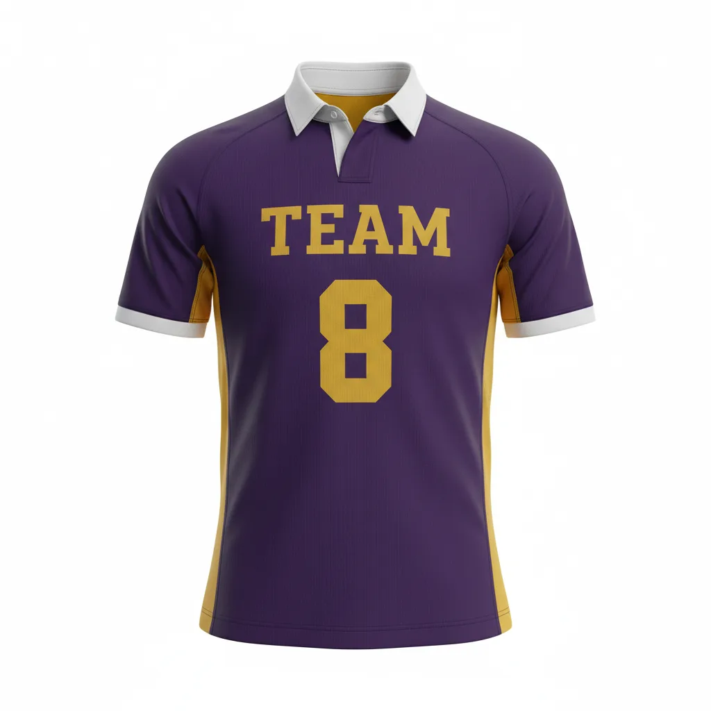 Front view of custom reversible rugby jersey showing one club color side, sublimated, from Empire Five Athletics