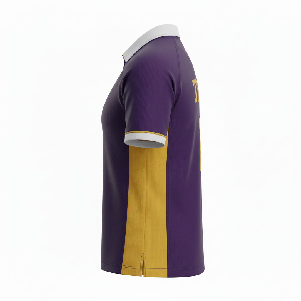 Side view of custom reversible rugby jersey showing the double-faced reversible build