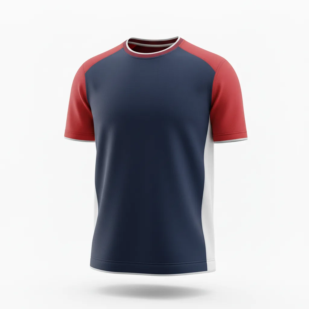 Front view of custom rugby performance tee in 150 GSM performance poly with a sublimated club crest from Empire Five Athletics