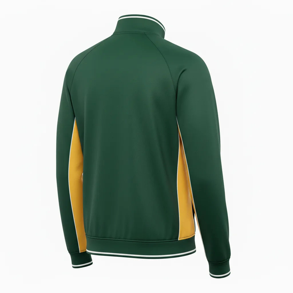 Back view of custom rugby quarter-zip pullover showing the sublimated club name