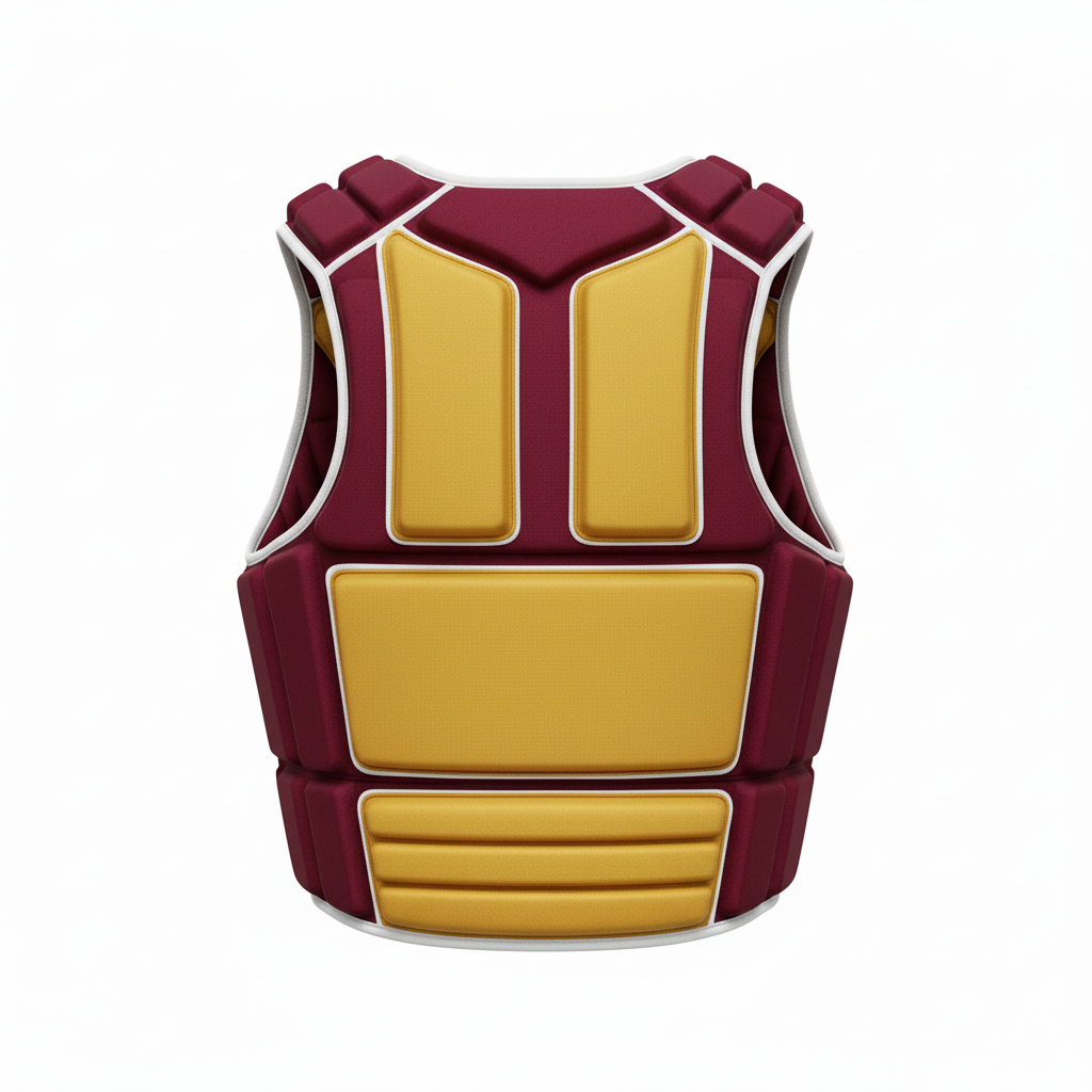 Back view of custom rugby rib protector vest showing the shoulder and rib padding