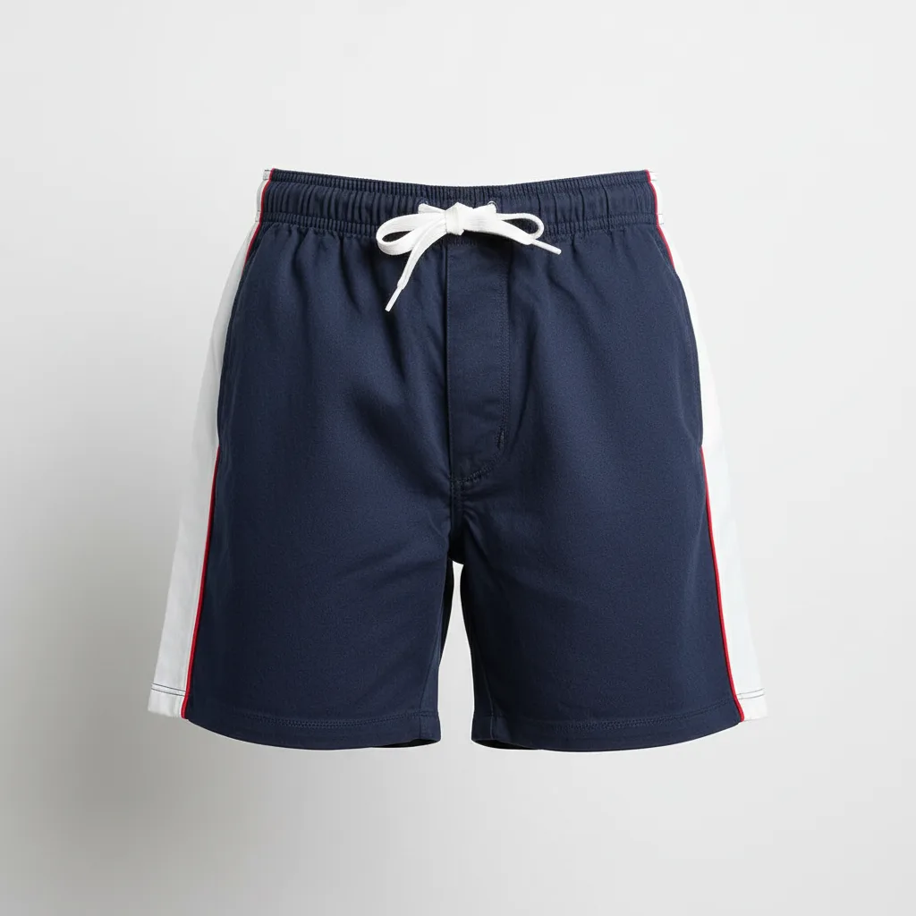 Front view of custom traditional rugby shorts in 260 GSM cotton-poly twill with a reinforced gusset and embroidered club crest from Empire Five Athletics