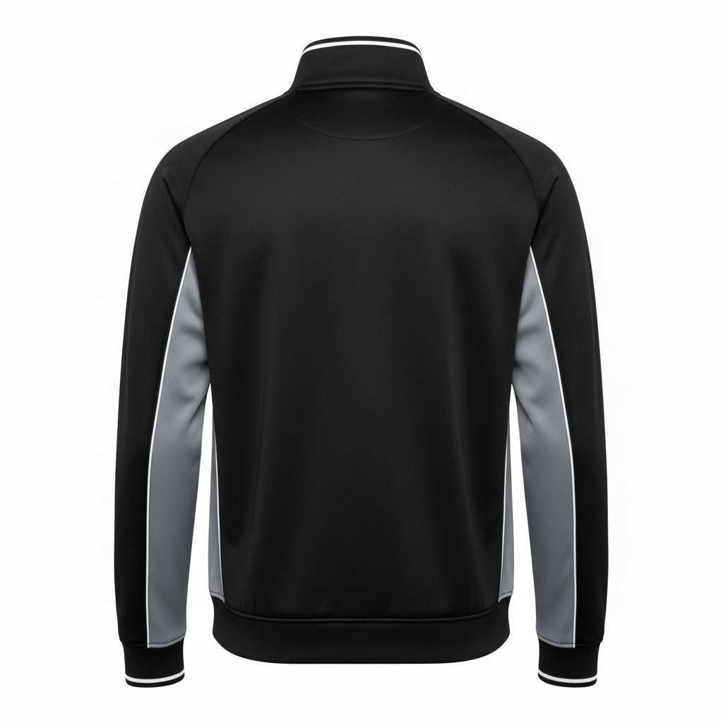 Back view of custom rugby track jacket showing the sublimated club name