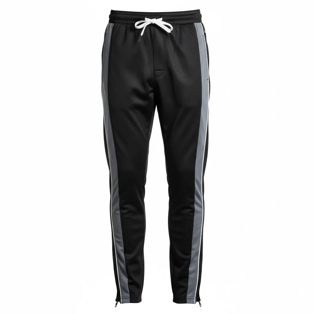 Front view of custom rugby training pants in 240 GSM performance fleece with a tapered cut and embroidered club crest from Empire Five Athletics