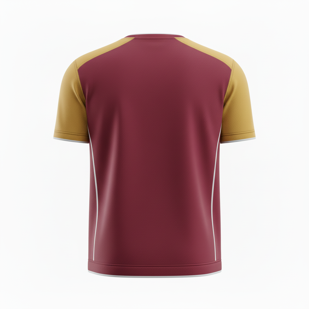 Back view of custom rugby training shirt showing the printed club name