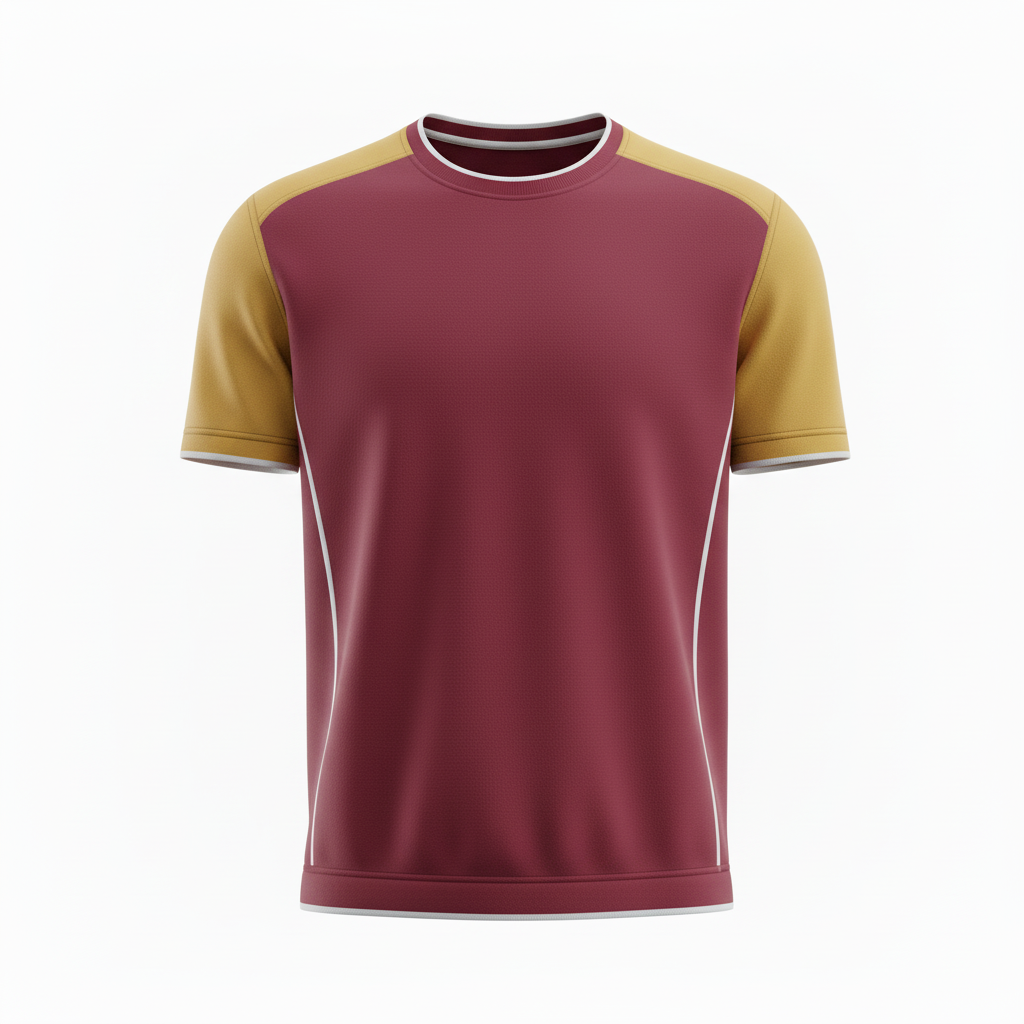 Front view of custom rugby training shirt in 180 GSM poly-cotton with an embroidered club crest from Empire Five Athletics