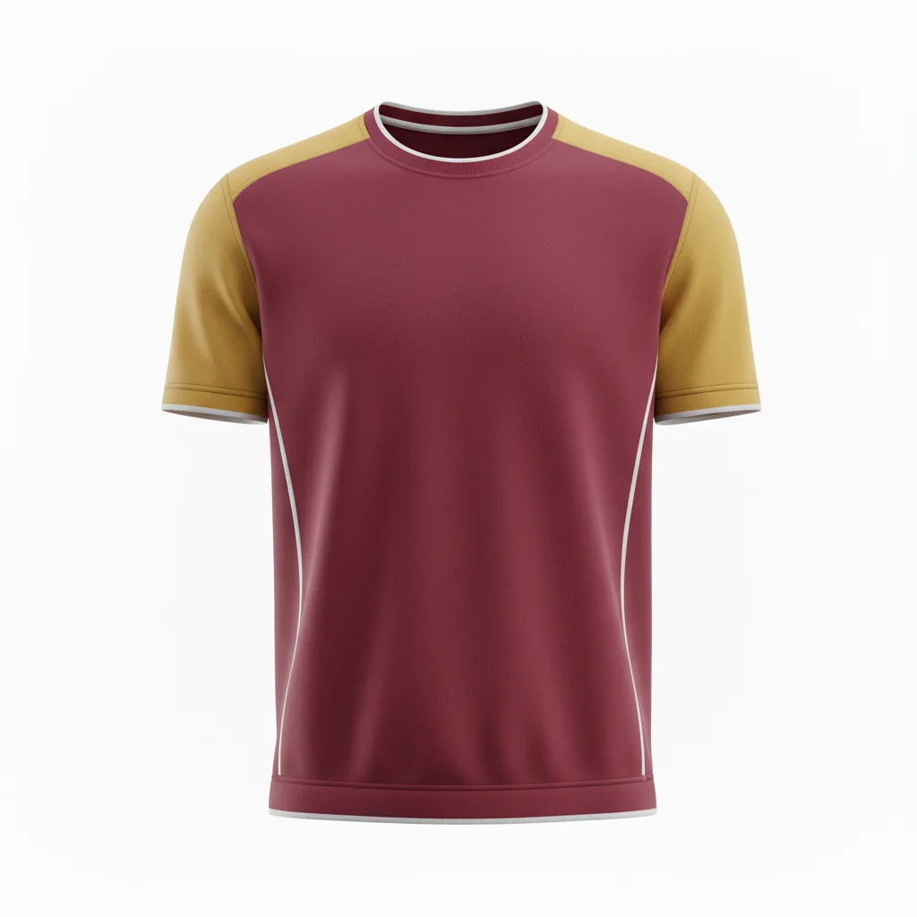 Front view of custom rugby training shirt in 180 GSM poly-cotton with an embroidered club crest from Empire Five Athletics