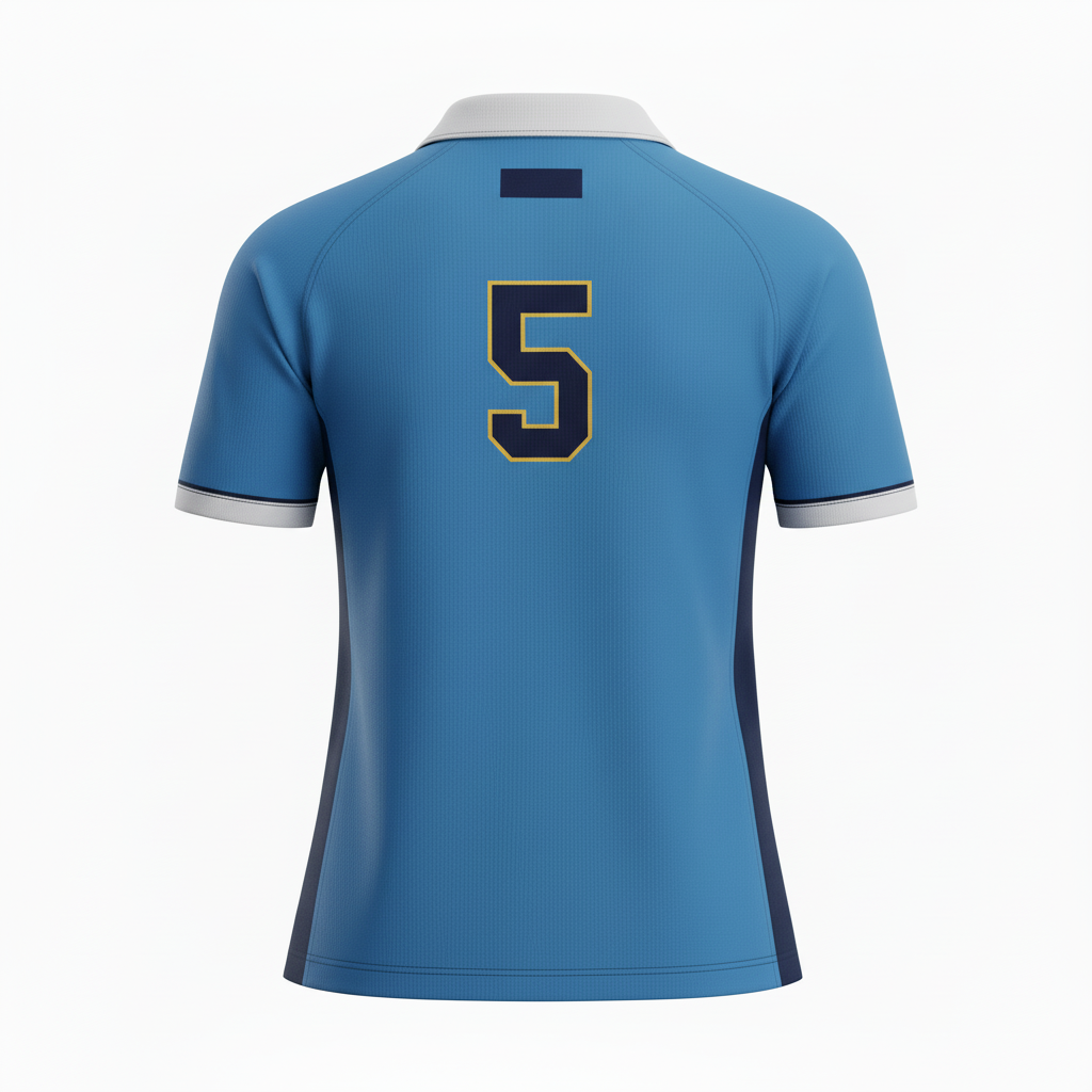 Back view of custom womens rugby jersey showing the sublimated player number