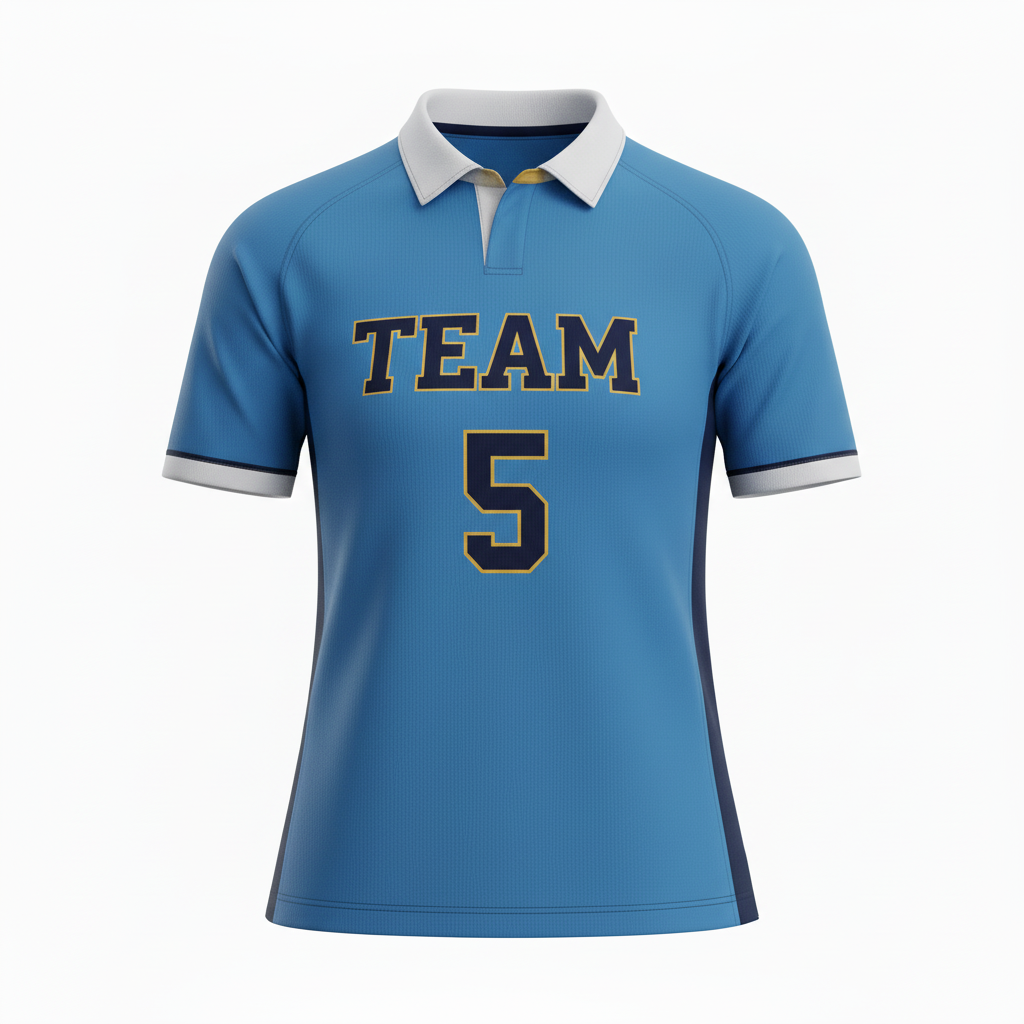 Front view of custom womens rugby jersey in 200 GSM stretch poly with a contoured cut and sublimated club colors from Empire Five Athletics