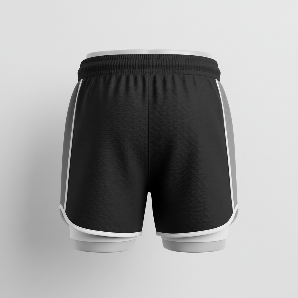 Back view of custom womens rugby shorts showing the sublimated number
