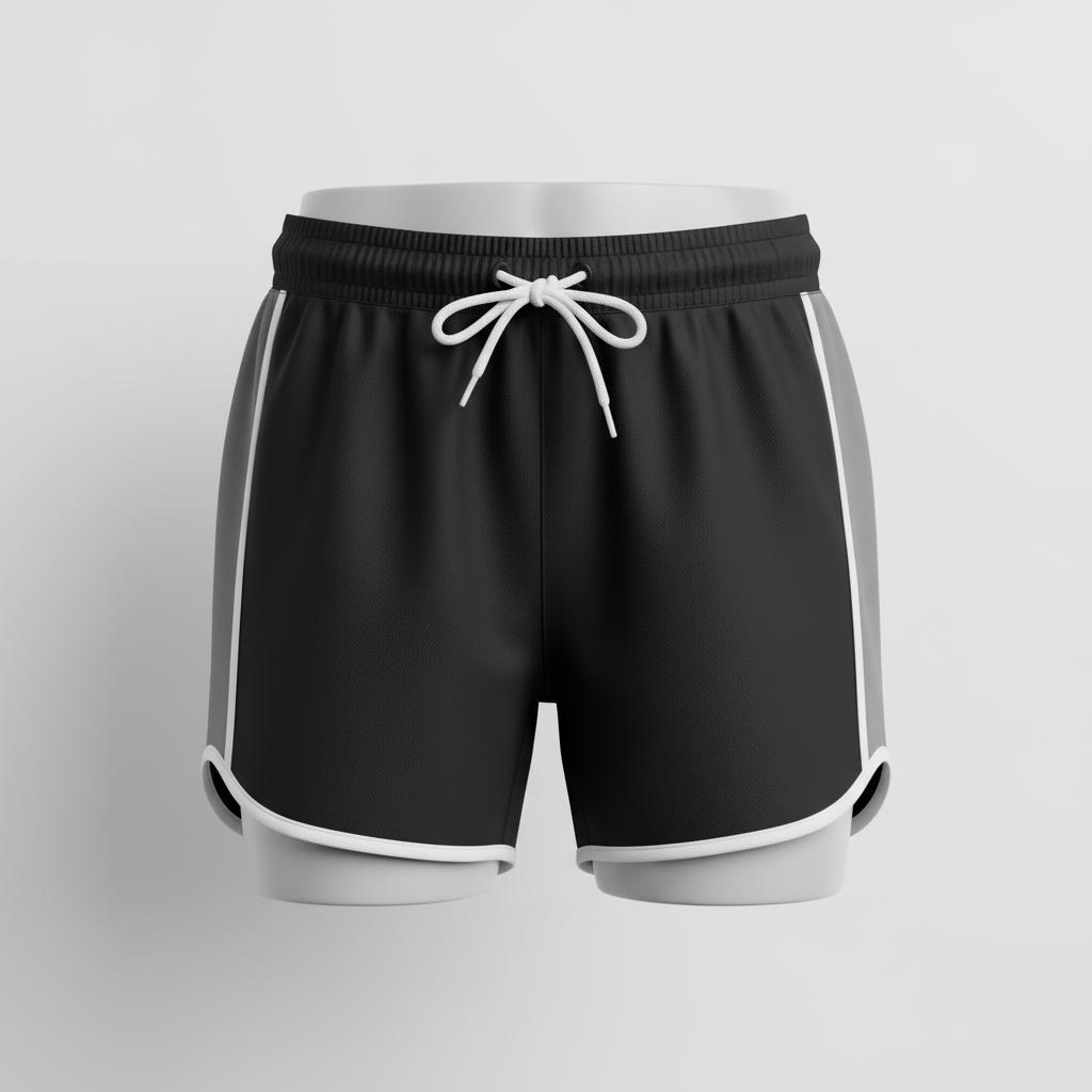 Front view of custom womens rugby shorts in 170 GSM performance poly with a contoured cut and sublimated club colors from Empire Five Athletics