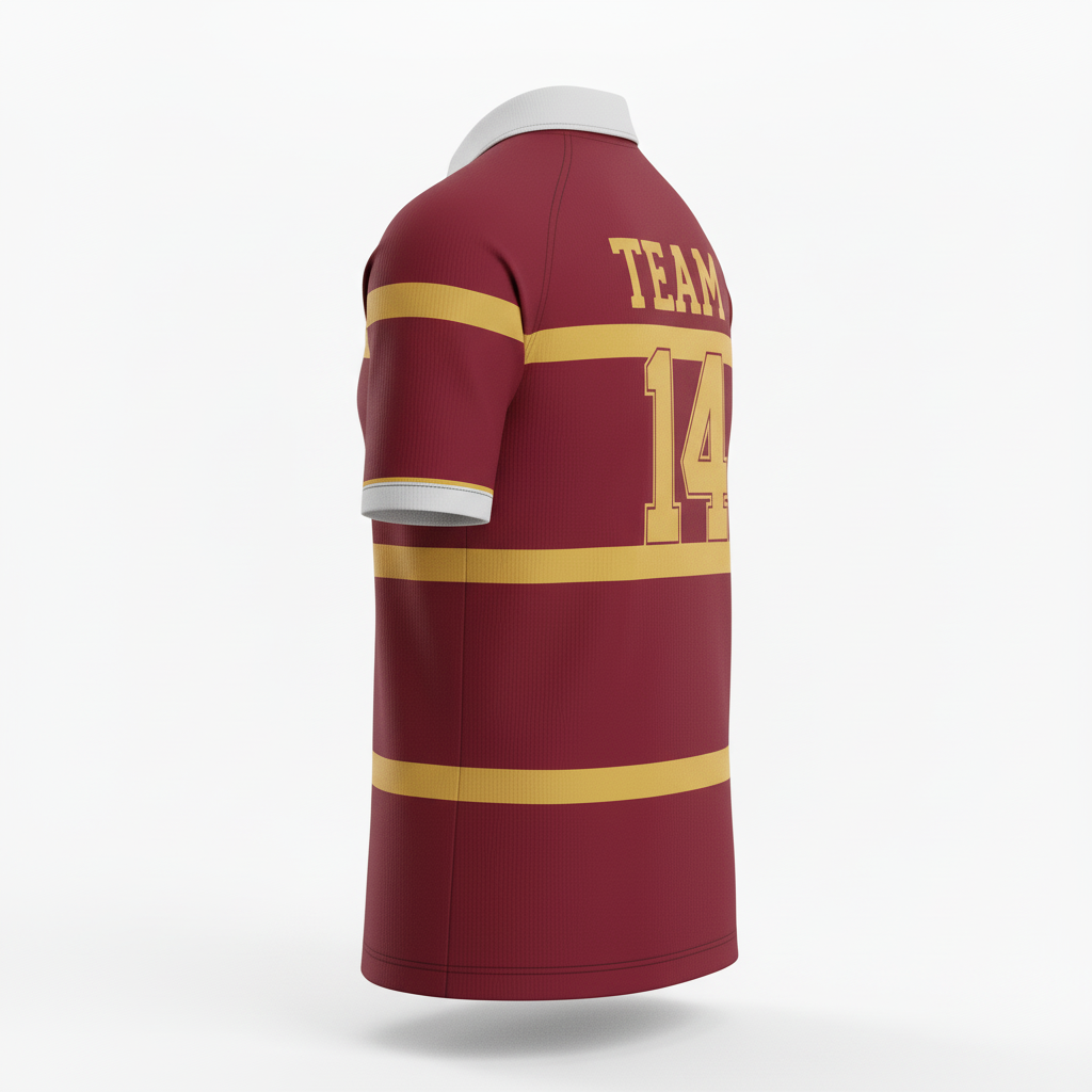 Side view of custom youth rugby jersey showing the youth match cut