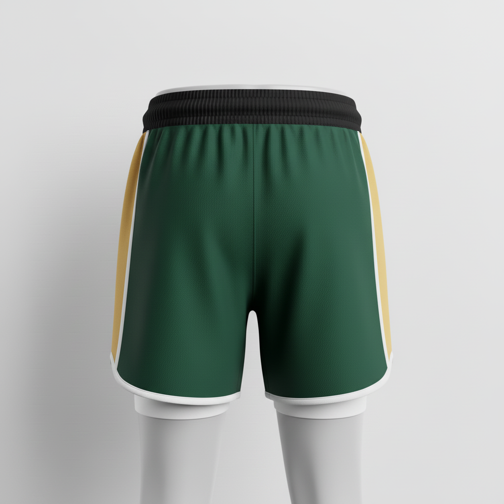 Back view of custom youth rugby shorts showing the sublimated number