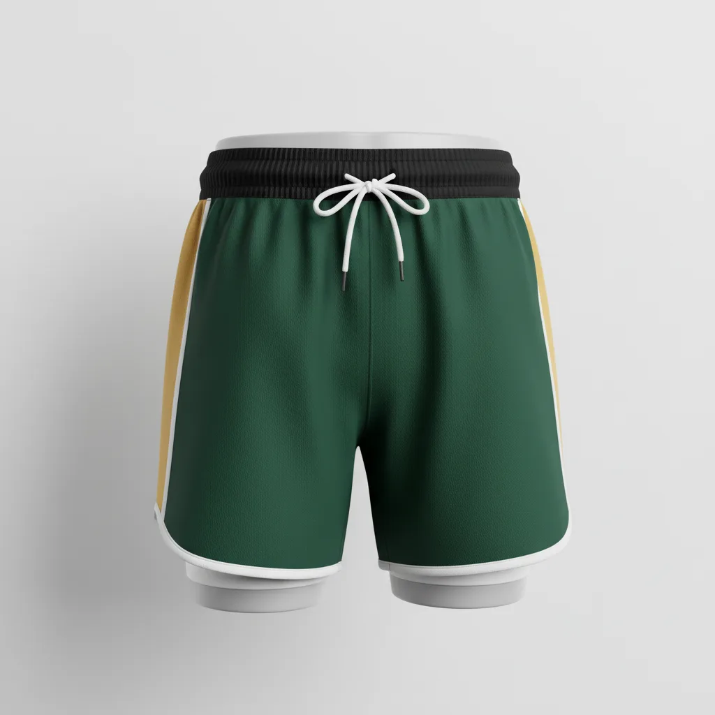 Front view of custom youth rugby shorts in 170 GSM performance poly with sublimated club colors from Empire Five Athletics