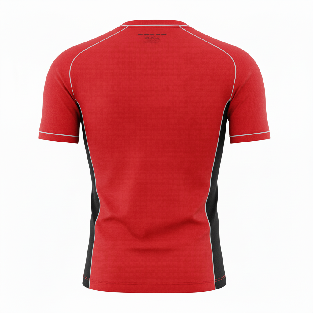 Back view of custom soccer compression shirt showing the snug compression fit and flatlock seam construction