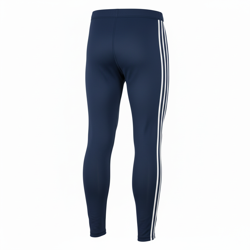 Back view of custom soccer compression tights showing the snug full-leg fit and flatlock seam construction