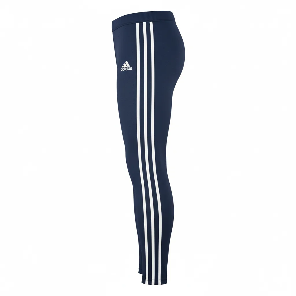 Side view of custom soccer compression tights showing the tapered ankle, flatlock side seam, and full-leg compression fit