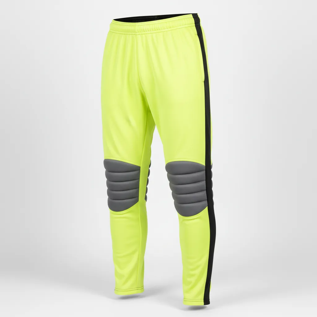 Front view of custom soccer goalkeeper shorts in 140 GSM polyester knit with padded EVA foam hip panels and 8-inch dive-coverage cut from Empire Five Athletics