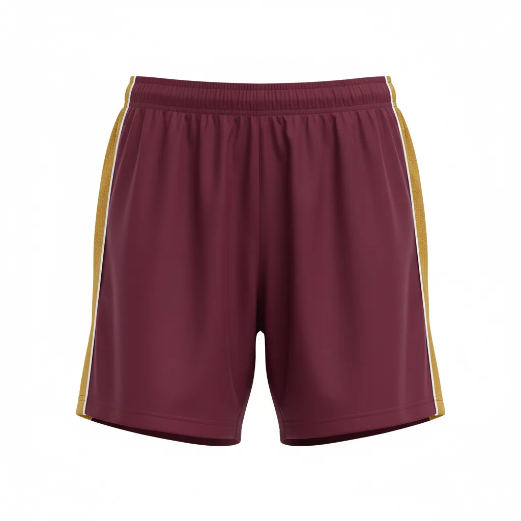 Front view of custom women's 3-inch soccer shorts in 140 GSM polyester knit with team logo on hip and sublimated colorway from Empire Five Athletics