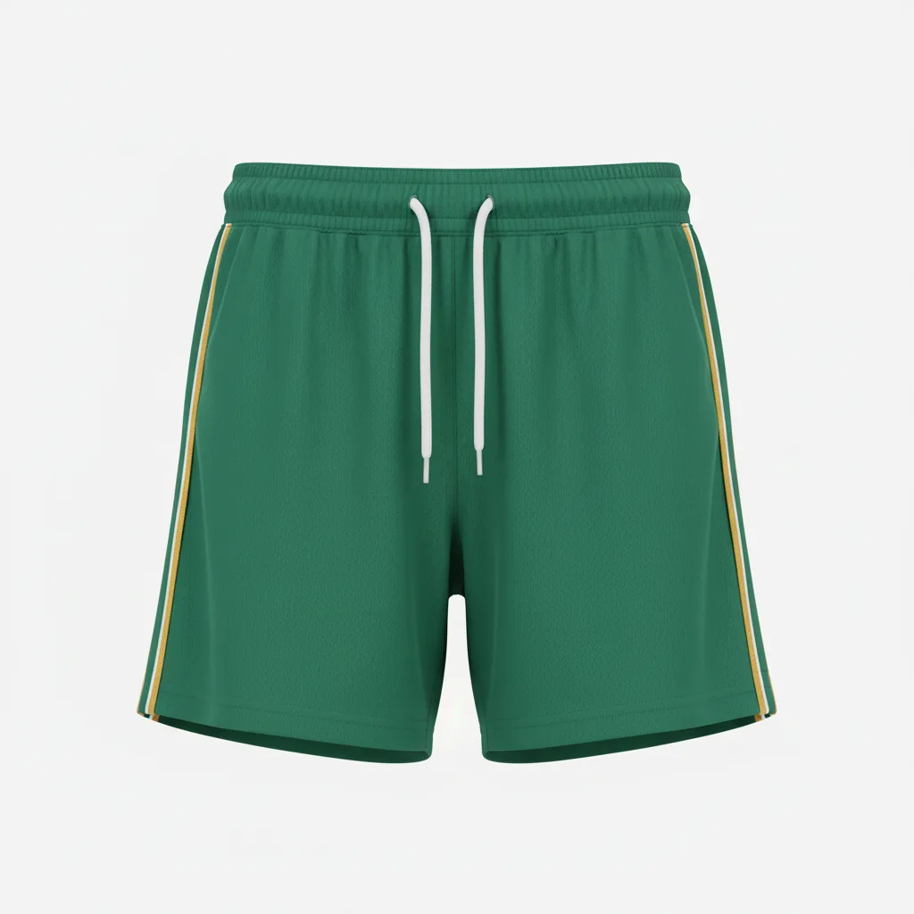 Front view of custom women's 4-inch soccer shorts in 140 GSM polyester knit with longer-coverage cut and sublimated colorway from Empire Five Athletics