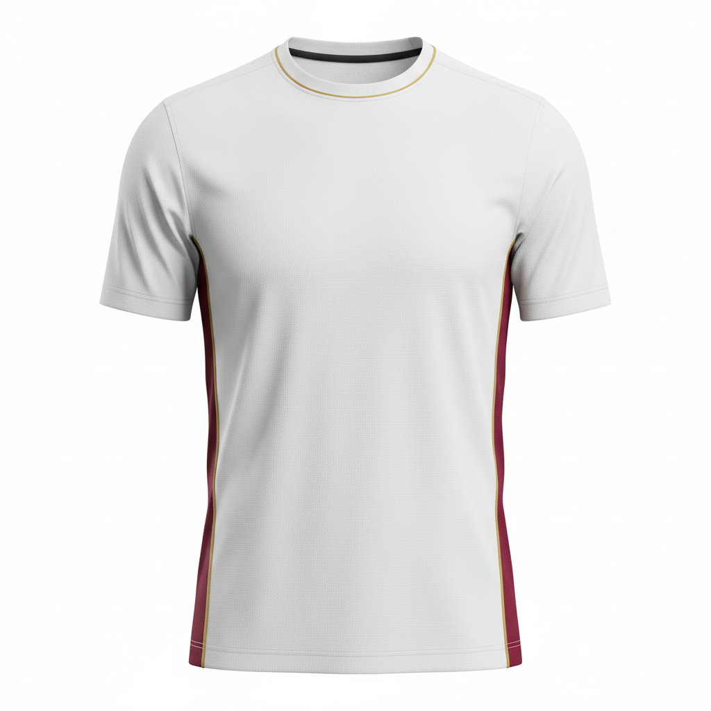 Front view of custom soccer training t-shirt in ~150 GSM lightweight performance polyester with crew neck and sublimated team colorway from Empire Five Athletics