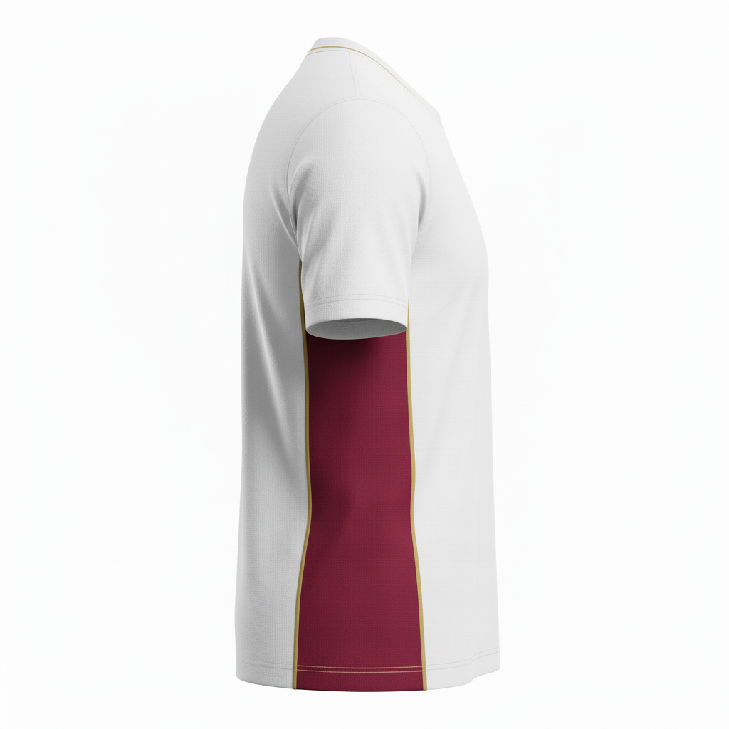 Side view of custom soccer training t-shirt showing the regular fit and short sleeve