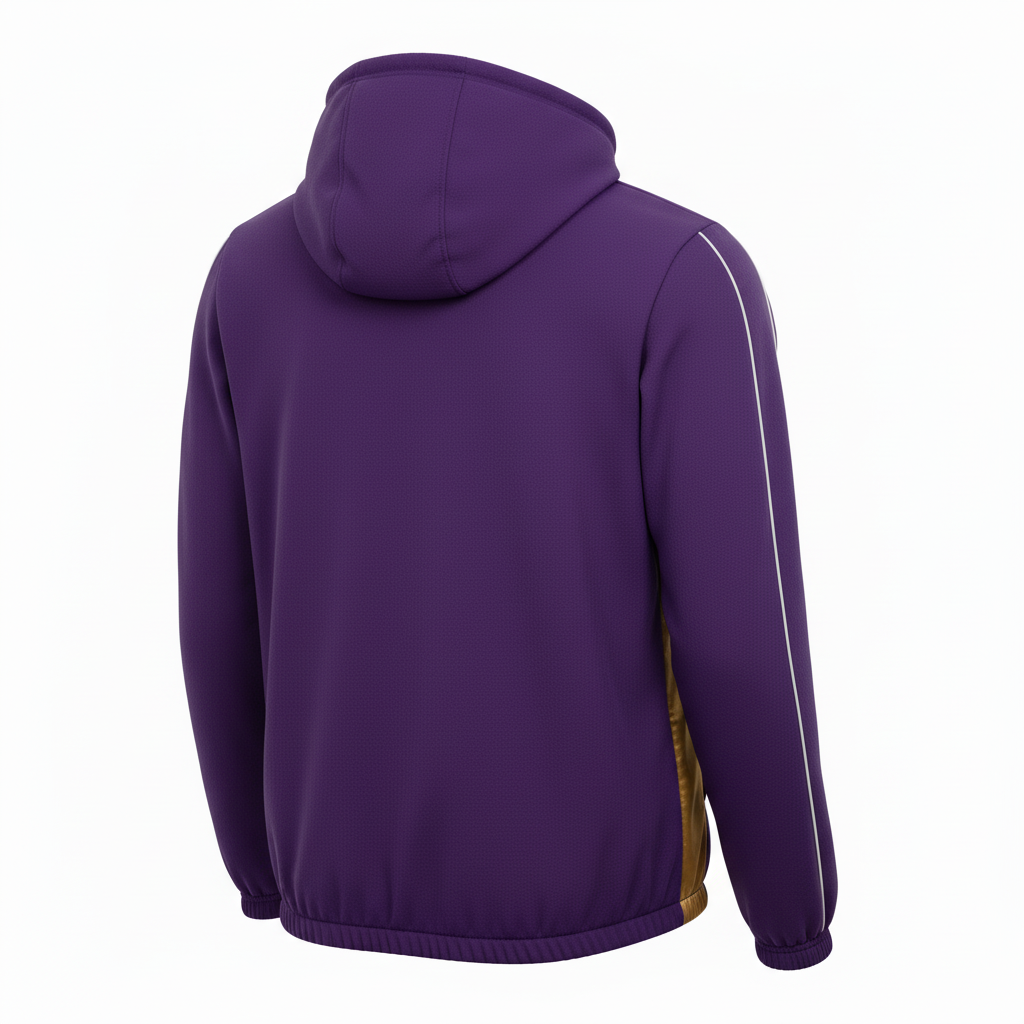 Back view of custom soccer windbreaker showing full-panel sublimation area for a club mark on the lightweight wind shell