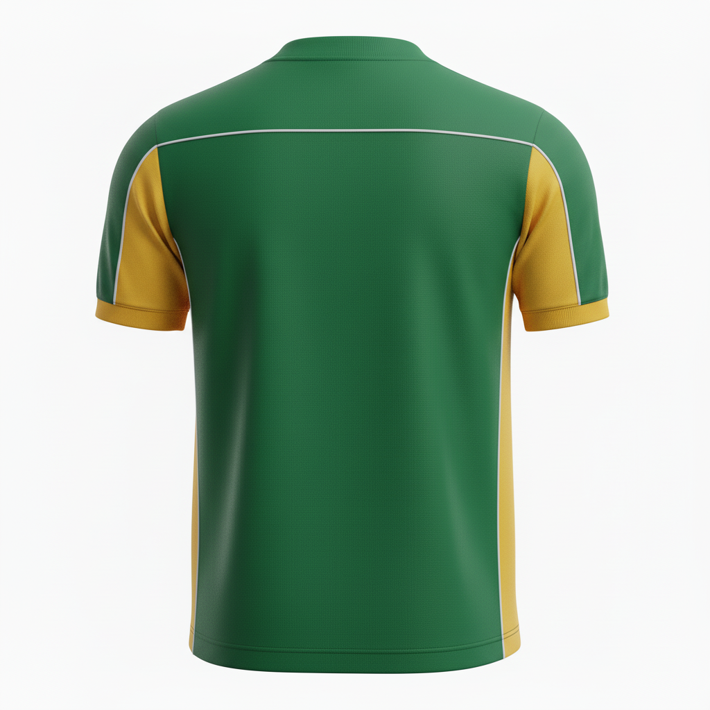 Back view of custom standard soccer jersey showing player name and number on the plain solid-body cut