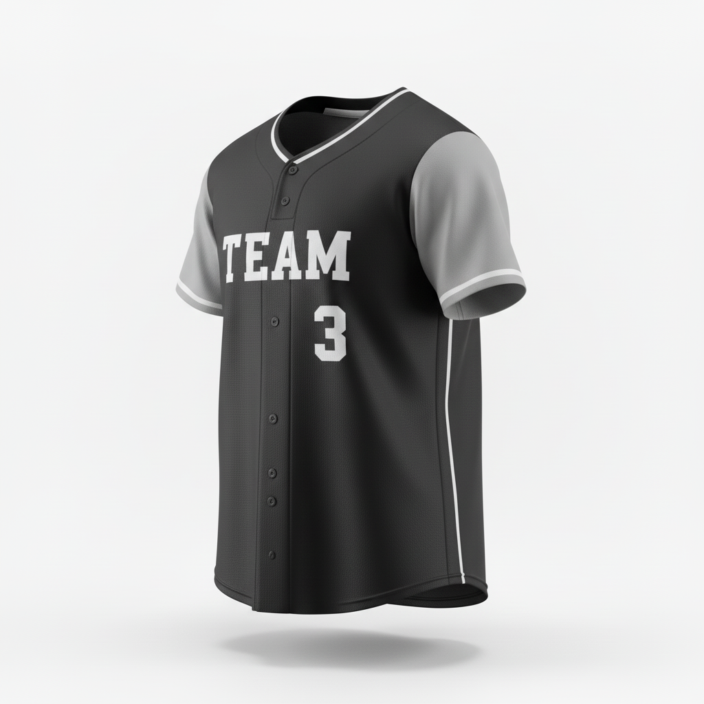 Front view of custom crew-neck softball jersey, a plain pullover cut with no buttons in 200 GSM polyester double-knit from Empire Five Athletics