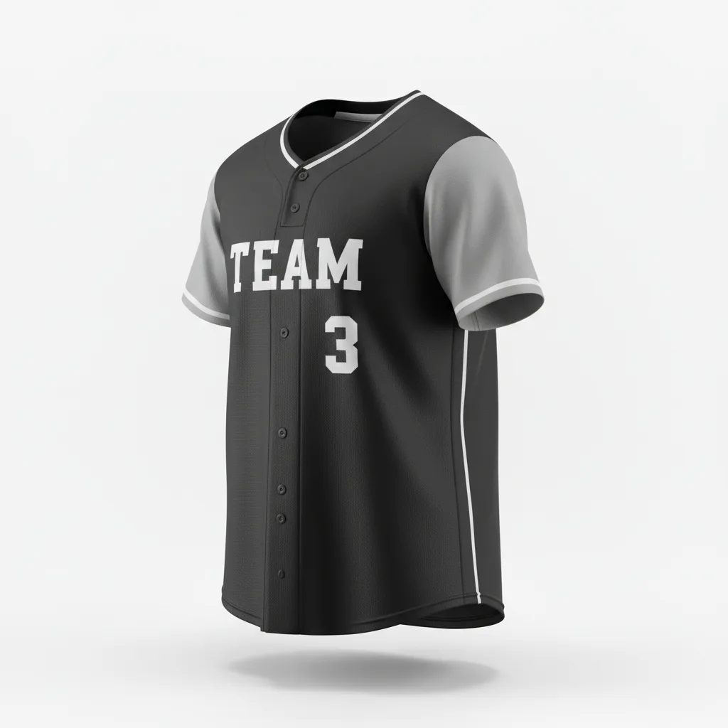 Front view of custom crew-neck softball jersey, a plain pullover cut with no buttons in 200 GSM polyester double-knit from Empire Five Athletics