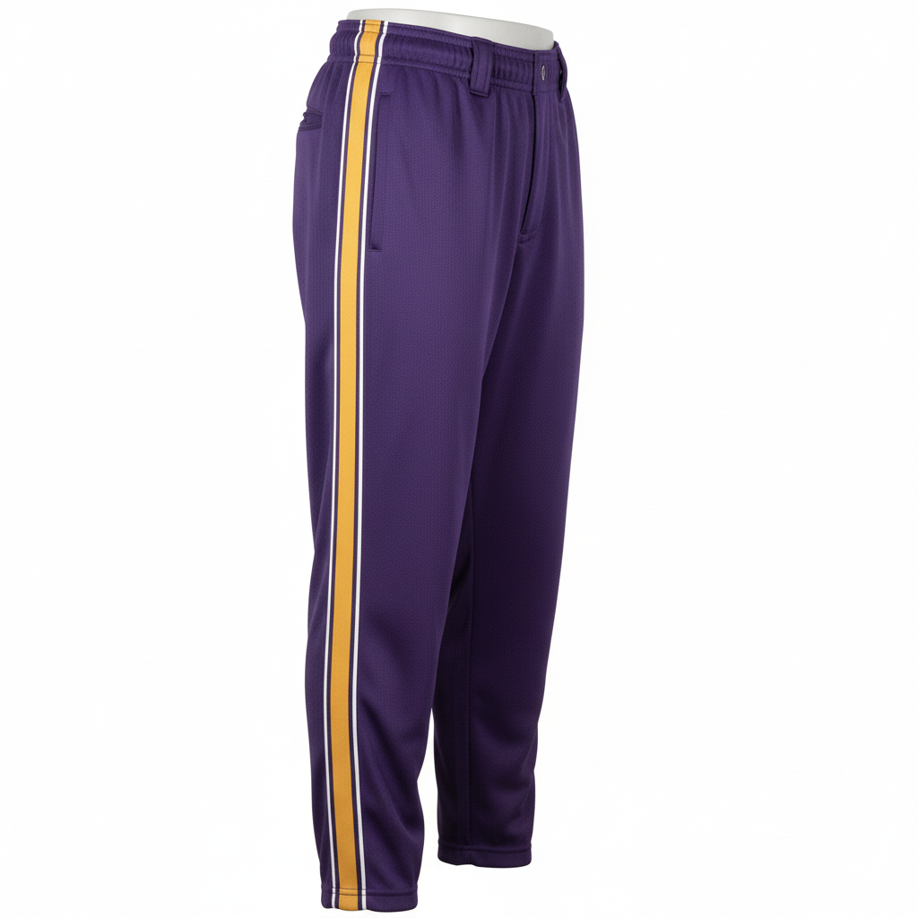 Front view of custom knicker softball pants in 240 GSM polyester double-knit ending below the knee from Empire Five Athletics