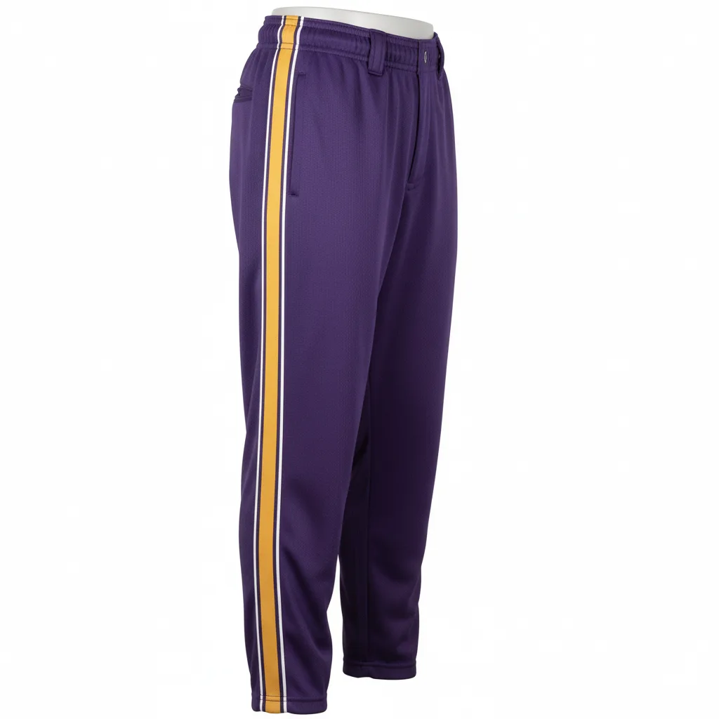 Front view of custom knicker softball pants in 240 GSM polyester double-knit ending below the knee from Empire Five Athletics