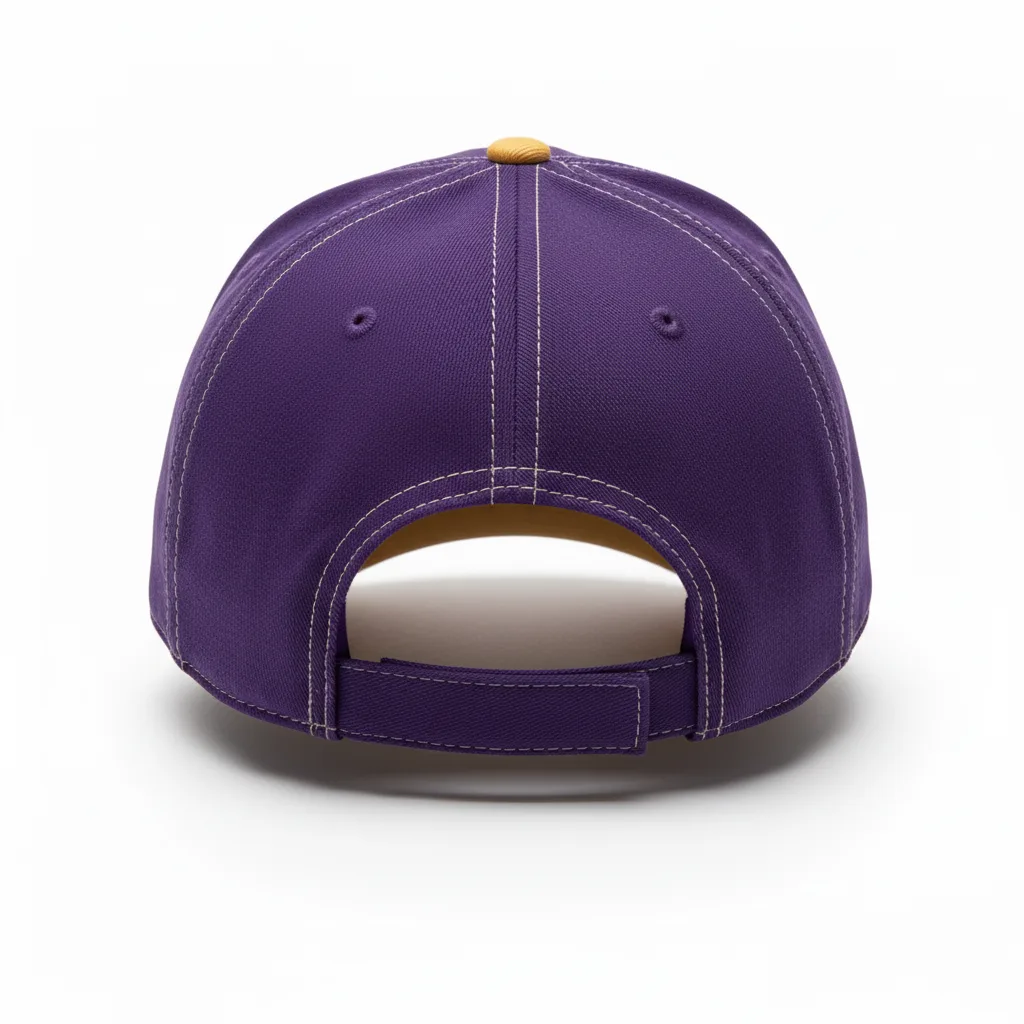 Back view of custom softball cap showing the adjustable closure and back embroidery zone
