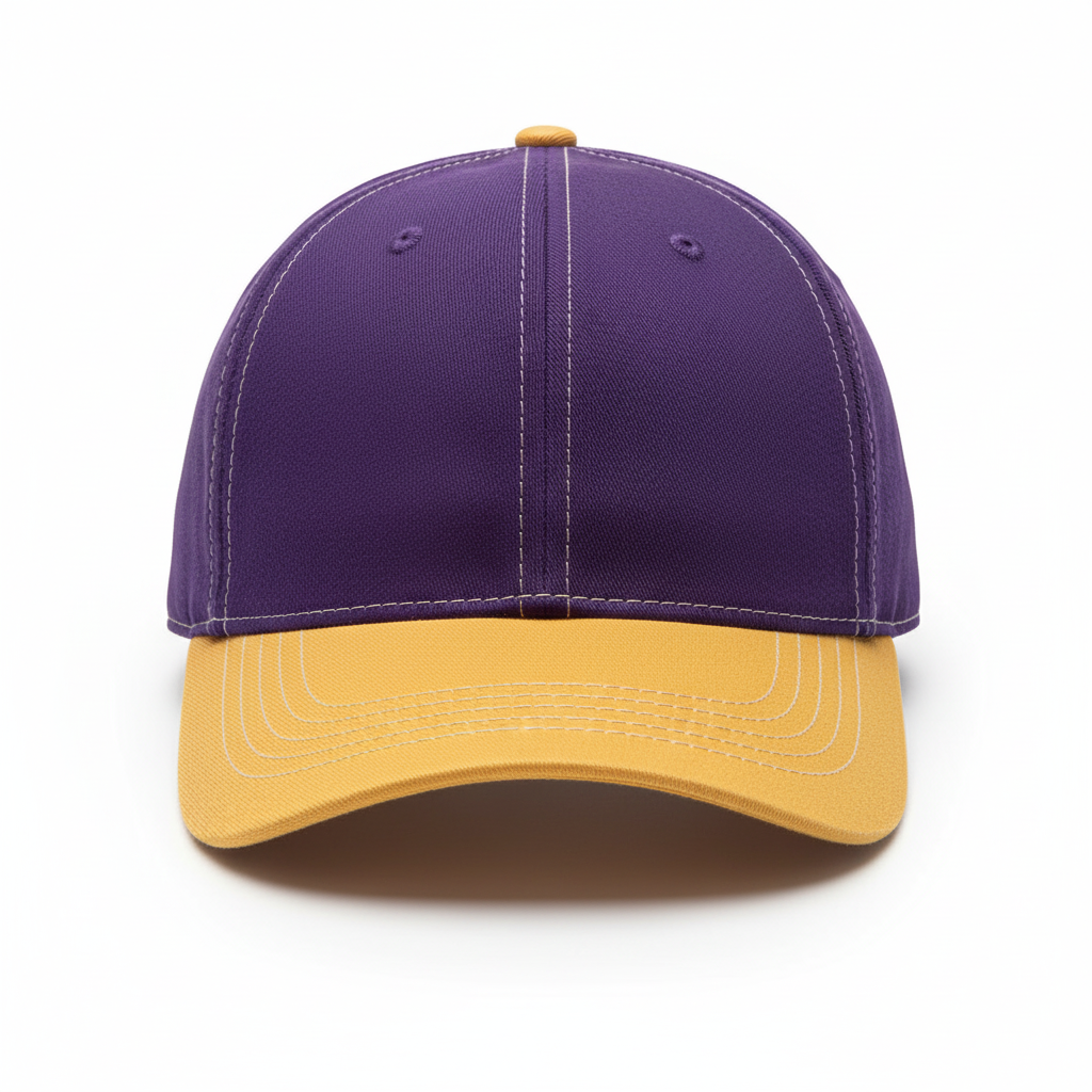 Front view of custom softball cap in 6-panel structured poly-cotton twill with an embroidered team logo from Empire Five Athletics