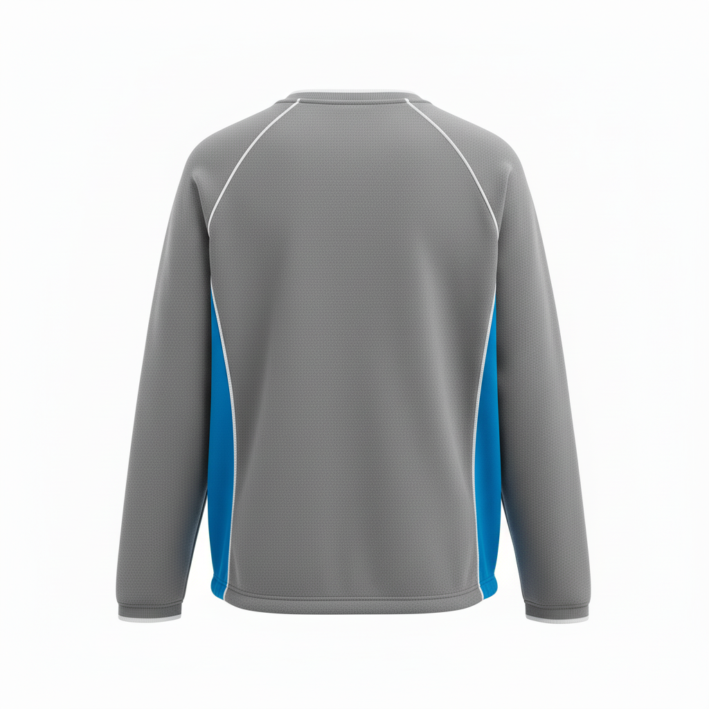 Back view of custom softball fleece pullover showing the full-panel sublimation area for a team mark