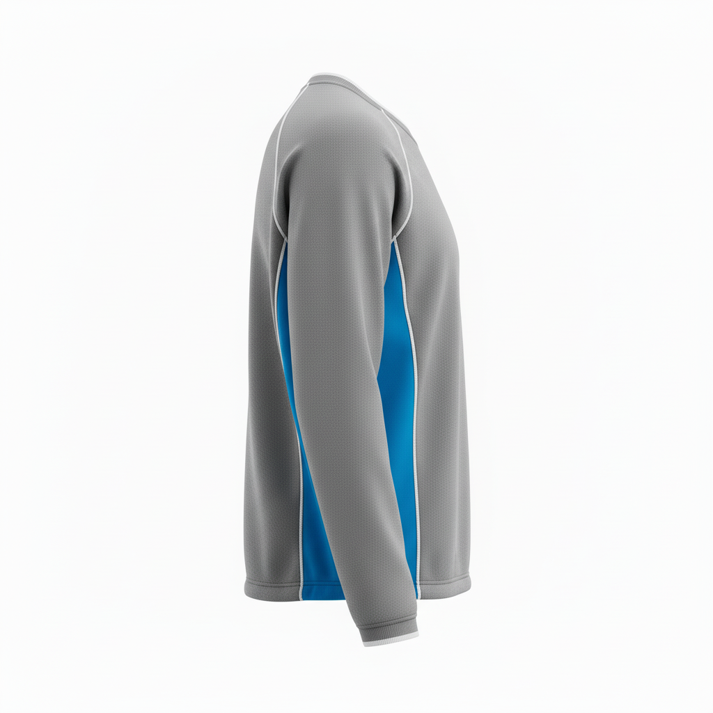Side view of custom softball fleece pullover showing the quarter-zip neck and stand collar