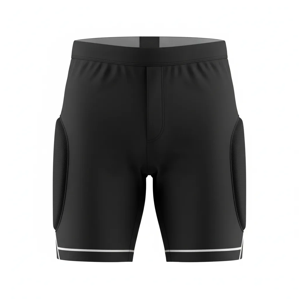 Front view of custom softball sliding shorts in 4-way stretch poly-spandex compression knit with optional hip pads from Empire Five Athletics