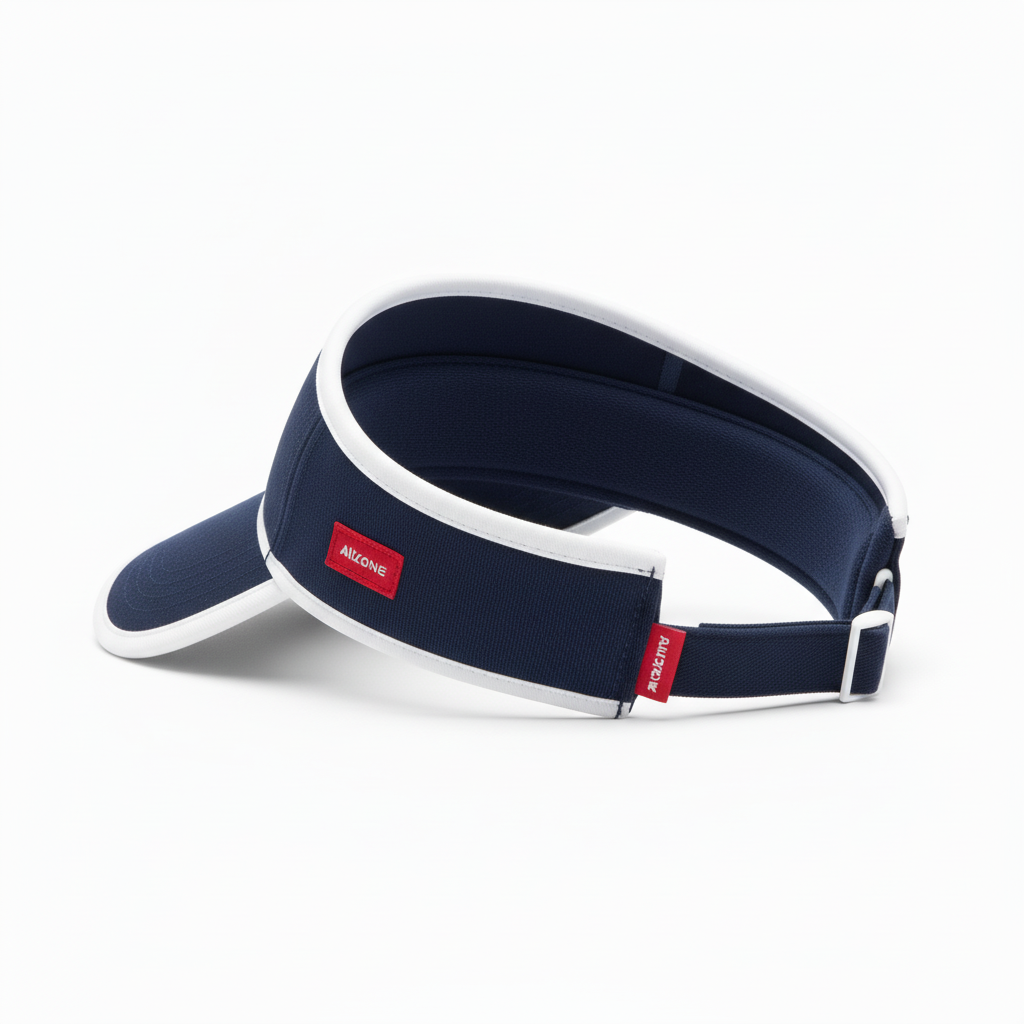 Side view of custom softball visor showing the curved structured brim and headband