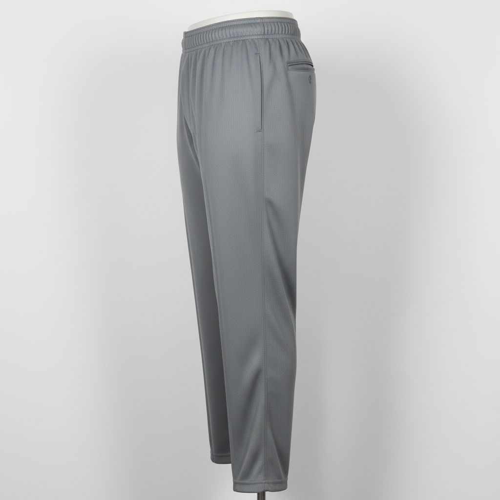 Front view of custom solid softball pants in clean single-color 240 GSM polyester double-knit with a belt-loop waistband from Empire Five Athletics